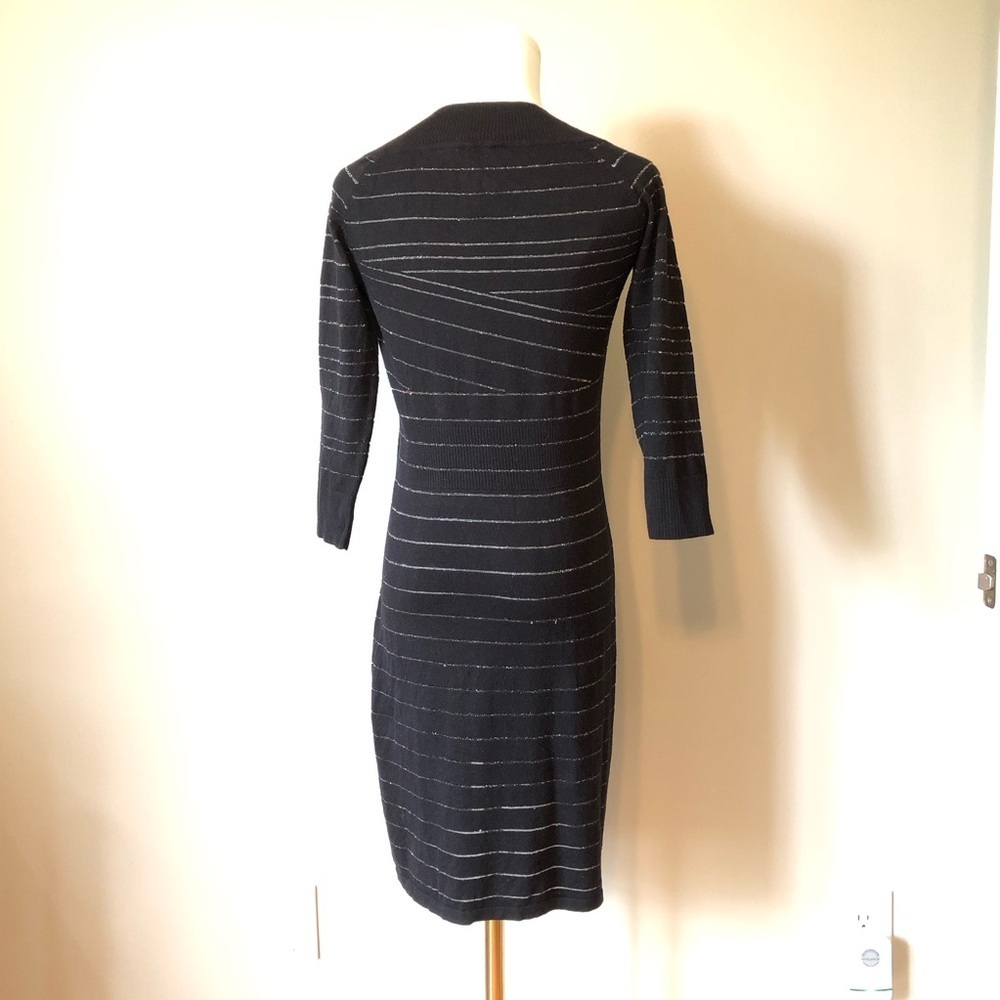 White House/Black Market Elegant Dress Black with Silver Sparkle Lines Size S - Picture 2 of 7